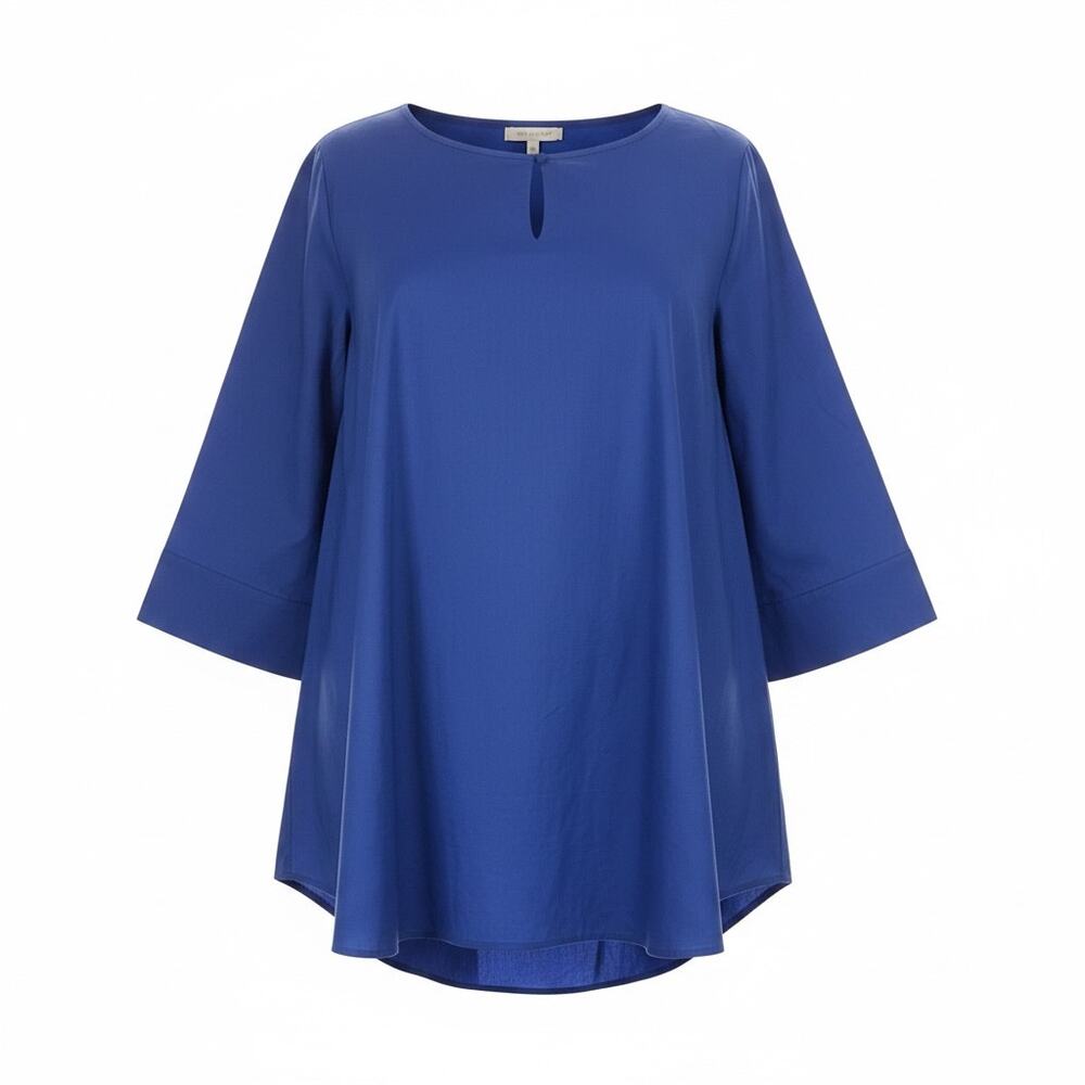Marina Rinaldi Blue Tunic 3/4 Sleeve Blouse Plus Size 2X Quiet Luxury Max Mara